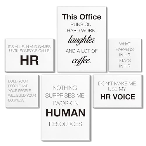 Nvhai HR Office Decor Human Resources Office Artwork Wall Decor Modern Human Resource Posters Set of 6 Framed Canvas, Funny HR Gifts - Image 1