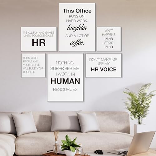 Nvhai HR Office Decor Human Resources Office Artwork Wall Decor Modern Human Resource Posters Set of 6 Framed Canvas, Funny HR Gifts - Image 3