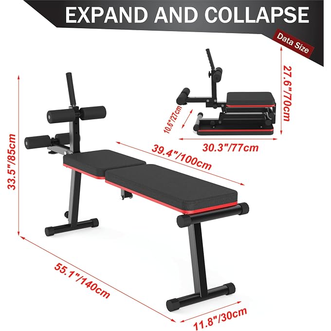 EASY BIG Decline & Flat Bench, Foldable, Multi-Gear Adjustment, Full Body Workout, 660 Lbs/300 Kgs Capacity - Image 2