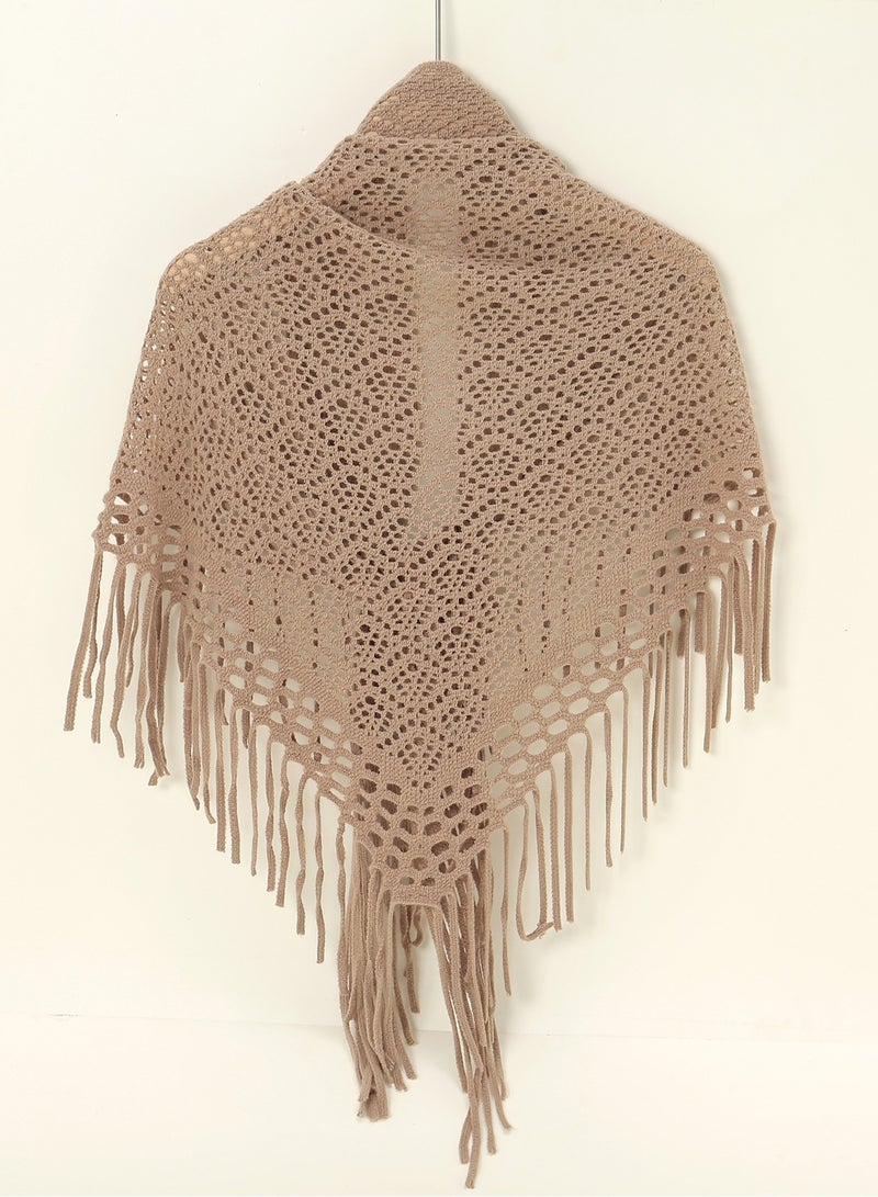 Women Knit Shawl with Tassel Fashion Clothes Essential Scarf for Evening Party  - Image 2