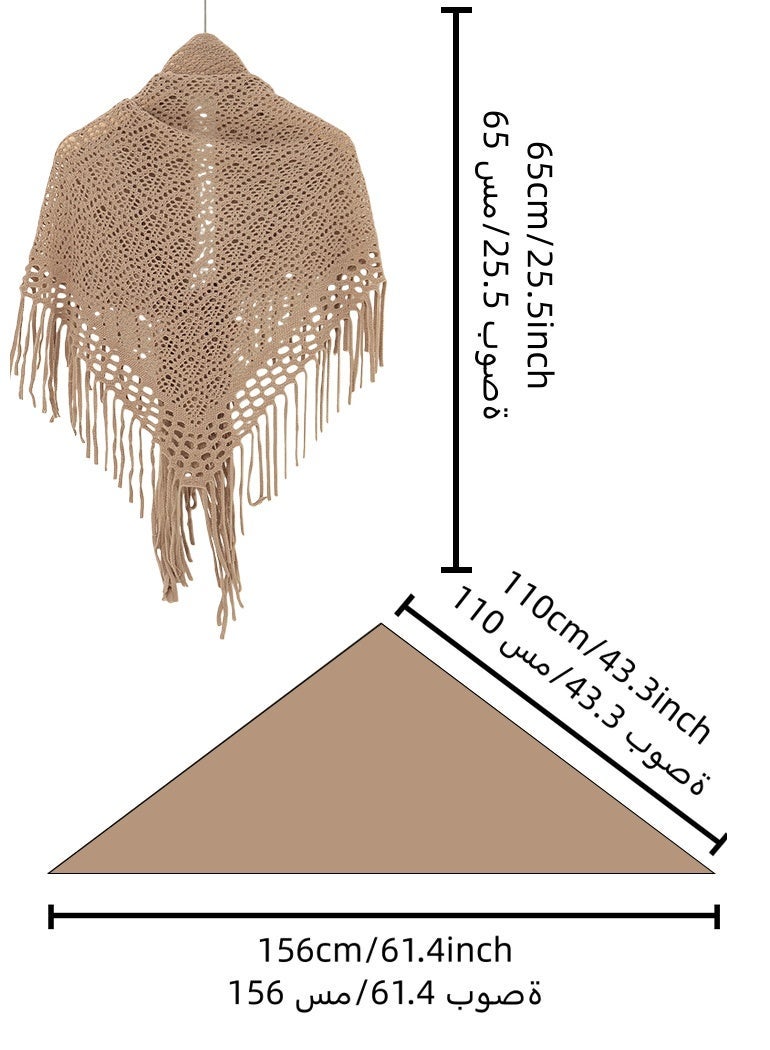 Women Knit Shawl with Tassel Fashion Clothes Essential Scarf for Evening Party - Image 4