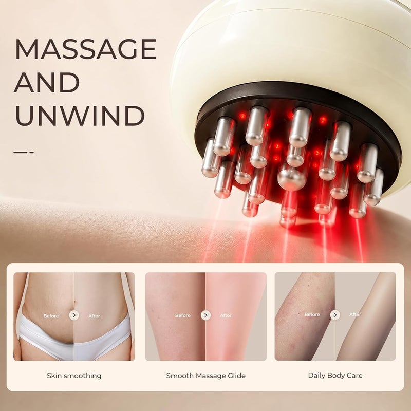Bluejw Lymphatic Drainage Massager & Handheld Body Sculpting Machine for Legs, Arms, Belly & Body Massage, Anti Cellulite Massage Tool with Red-Light, 9-Level Heat & Vibration for Relaxation - Image 3