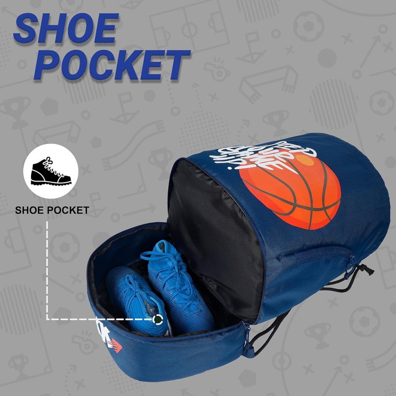 WHACKK Blitz Blue Soccer|Football Equipment Bags|Basketball Volleyball Throwball Drawstring Backpack Bags|Shoes Mobile Bottle Holder Pocket|Dori Backpack |Gym Bag|Kitbag - Made in India - Image 4