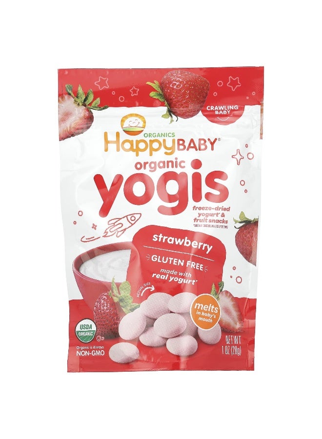 Happy Family Organics Happy Family Organics, Happy Baby, Organic Yogis, Freeze Dried Yogurt & Fruit Snacks, Strawberry, 1 oz (28 g)  - Image 1