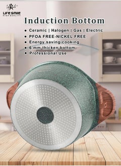 Life Smile 24cm (4.4 Liter) LIFE SMILE Cooking Pot | Granite Soup Pot With Glass Lid | Induction Base | Multi Layer Non-Stick Coating 100% PFOA Free | oven safe & Bakelite Handle  - Image 3