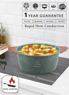 Life Smile 24cm (4.4 Liter) LIFE SMILE Cooking Pot | Granite Soup Pot With Glass Lid | Induction Base | Multi Layer Non-Stick Coating 100% PFOA Free | oven safe & Bakelite Handle  - Image 2