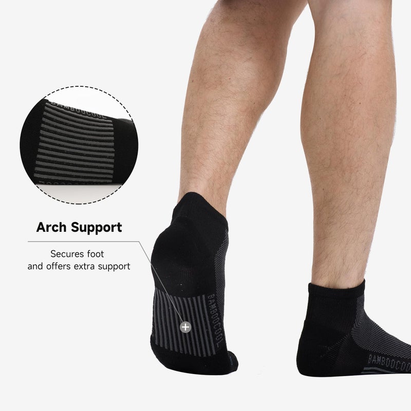 BAMBOO COOL Men's Athletic Ankle Socks Moisture Wicking, Breathable Running Mesh Socks Cushioned Arch Support, 8 Pack - Image 2