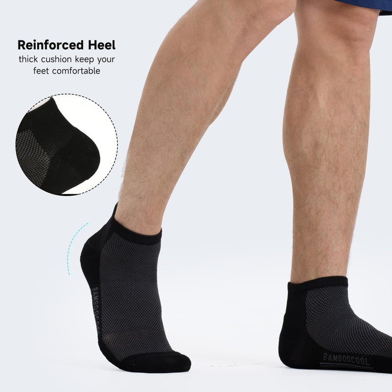 BAMBOO COOL Men's Athletic Ankle Socks Moisture Wicking, Breathable Running Mesh Socks Cushioned Arch Support, 8 Pack - Image 4