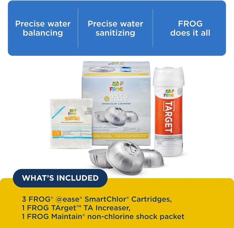 Frog @Ease Replacement SmartChlor Cartridge 3 Pack with Total Alkalinity Increaser & 1 Pack of Maintain for use with Hot Tub @Ease Floating System - Image 3