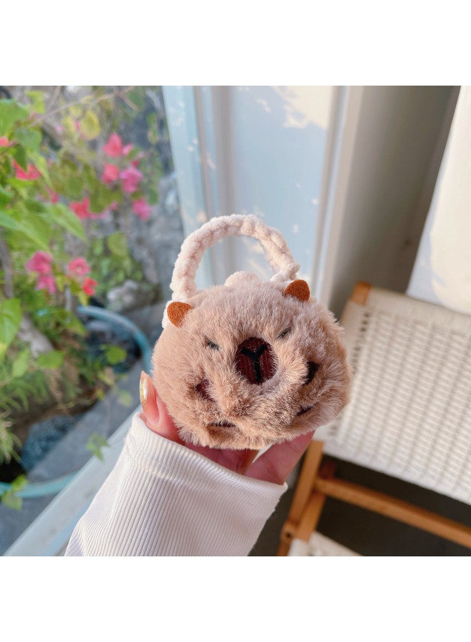 Pink Cute Cyber Red Bear Lion Wake Flower Plush Hand-woven Drop-resistant Headphone Bag Bluetooth Headphone Protective Cover Finished Product-Color:Kapibala - Image 1