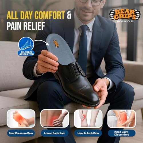 BEAR GRIPS Orthotic Shoe Insoles for All Day Comfort – Shock-Absorbing Gel & Heel Cushion for Pain Relief – Active+ Insoles | Men & Women| UK Size 5 to 9 - Image 3