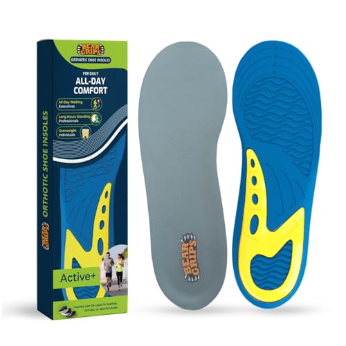 BEAR GRIPS Orthotic Shoe Insoles for All Day Comfort – Shock-Absorbing Gel & Heel Cushion for Pain Relief – Active+ Insoles | Men & Women| UK Size 5 to 9 - Image 1