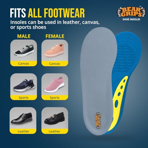BEAR GRIPS Orthotic Shoe Insoles for All Day Comfort – Shock-Absorbing Gel & Heel Cushion for Pain Relief – Active+ Insoles | Men & Women| UK Size 5 to 9 - Image 5