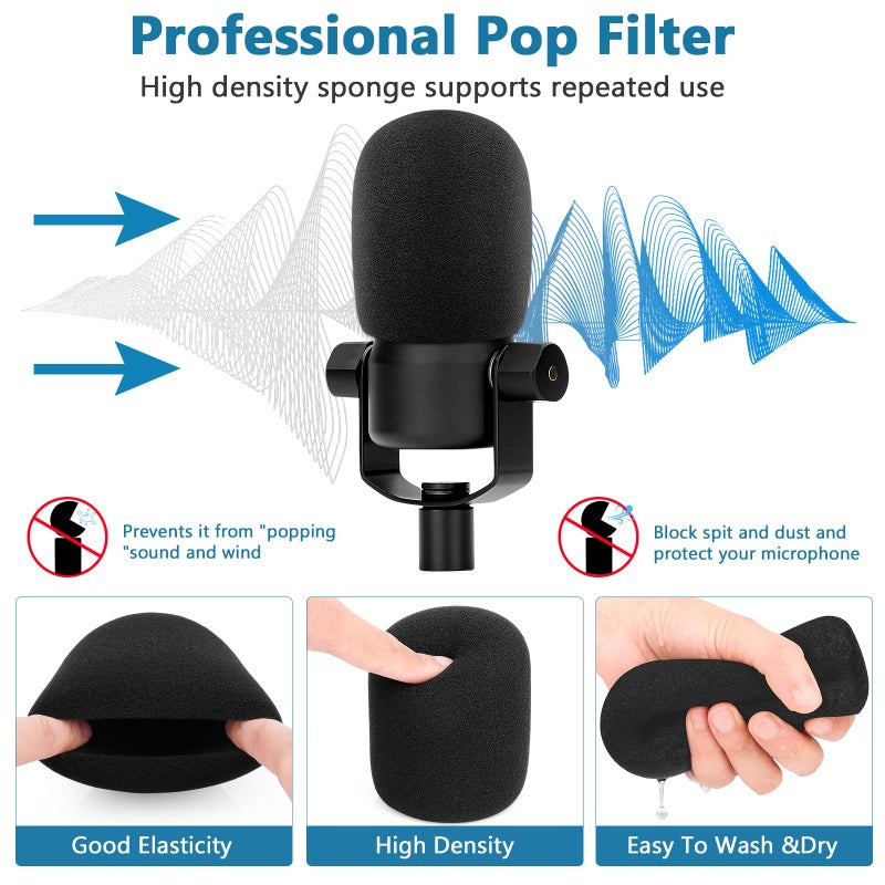 ChromLives Windscreen for Rode Podmic, 2Pack Microphone Pop Filter Foam Cover Compatible with Rode Podmic, Procaster, Podcaster, NT1, NT-USB, Mic Cover Replacement for Noise Reduction By ChromLives, Black - Image 5