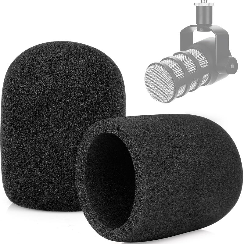 ChromLives Windscreen for Rode Podmic, 2Pack Microphone Pop Filter Foam Cover Compatible with Rode Podmic, Procaster, Podcaster, NT1, NT-USB, Mic Cover Replacement for Noise Reduction By ChromLives, Black - Image 1