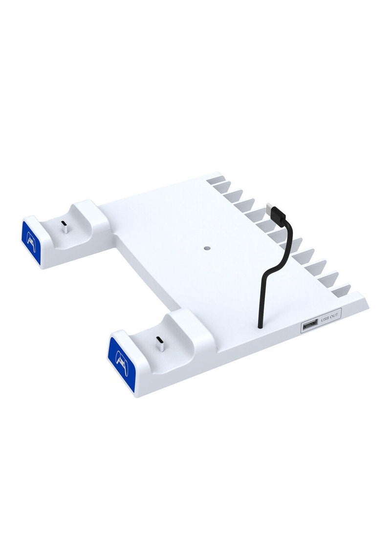 🎮 PS5 / PS5 Slim Multifunctional Cooling Stand | Dual Controller Charging Base ⚡ | Game Disc Holder 💿 | Headphone Hook 🎧 | USB Charging Port 🔌 | Heat Dissipation Vertical Stand for PlayStation 5 - Image 2
