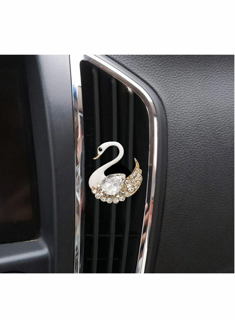 Y&D Car Air Vent Clip Charm, Decorative Bling Accessories, Interior Decoration Cute Decor, Rhinestone Accessories - Swan - Image 1