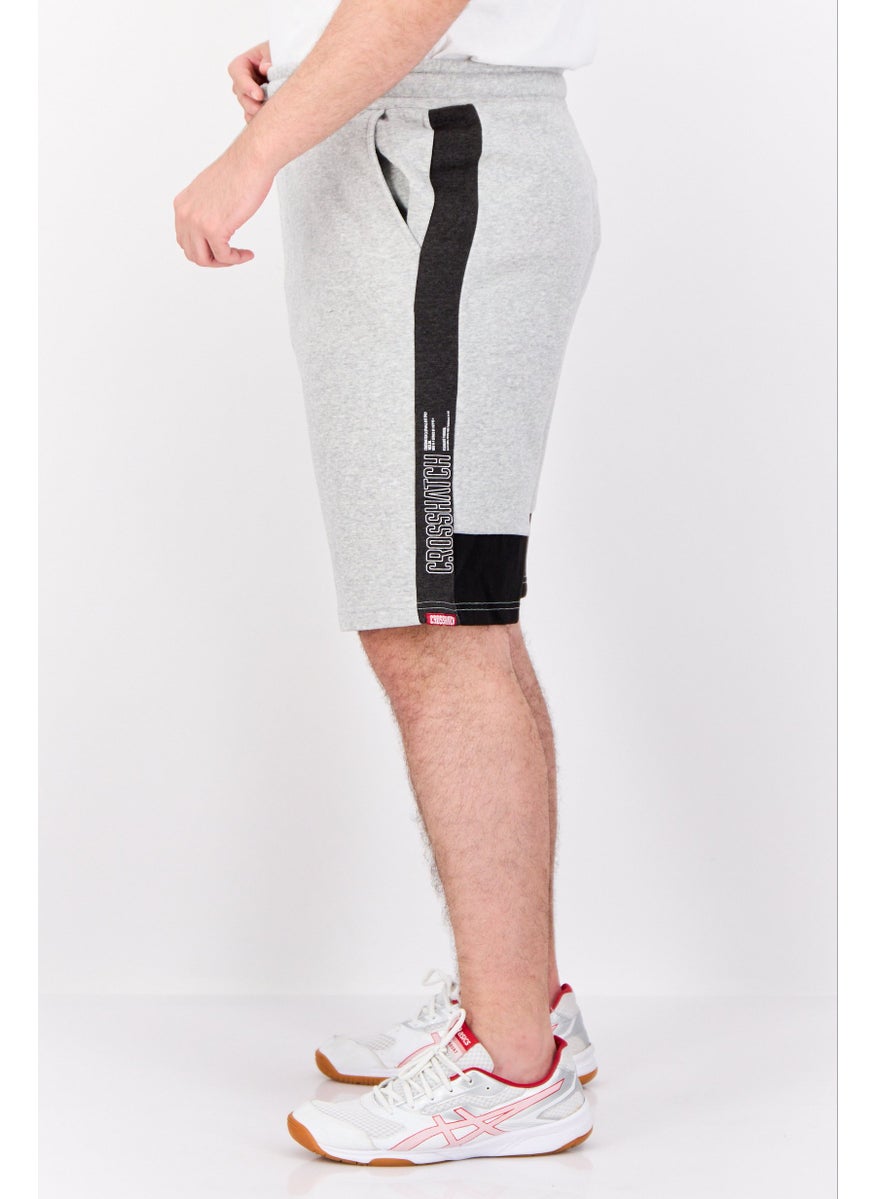 CROSSHATCH - Men Brand Logo Basic Shorts, Grey - Image 1