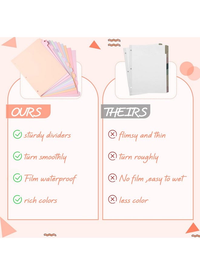 Honoson 12 Sets 12 Tab Binder Dividers For 3 Ring Binders 8.5 X 11 Inch Paper Multicolor Dividers With Plastic Film 3 Hole Punched Page Dividers Sturdy Binder Index Dividers For School(Fresh Color)  - Image 5