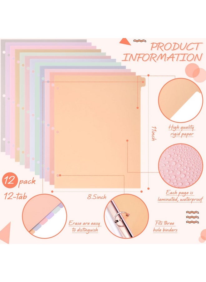 Honoson 12 Sets 12 Tab Binder Dividers For 3 Ring Binders 8.5 X 11 Inch Paper Multicolor Dividers With Plastic Film 3 Hole Punched Page Dividers Sturdy Binder Index Dividers For School(Fresh Color)  - Image 2