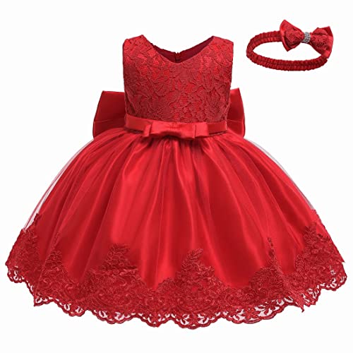 LZH Big Bowknot Dress Girls Birthday Wedding Party Dresses Christmas Toddler Girl Dress Red - Image 3