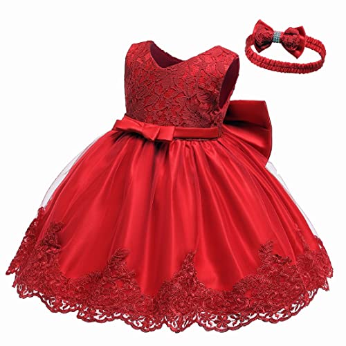 LZH Big Bowknot Dress Girls Birthday Wedding Party Dresses Christmas Toddler Girl Dress Red - Image 2