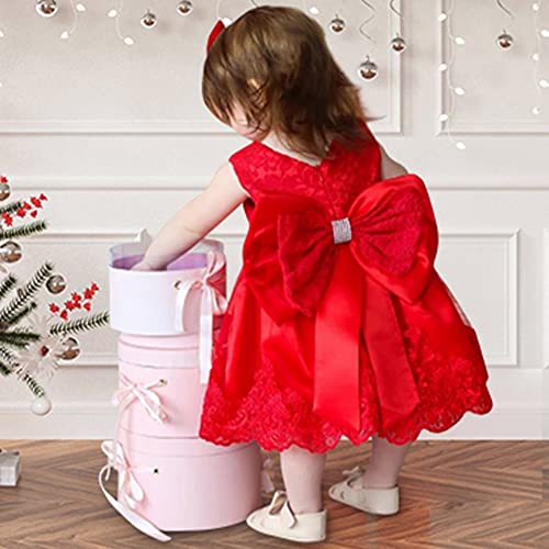 LZH Big Bowknot Dress Girls Birthday Wedding Party Dresses Christmas Toddler Girl Dress Red - Image 4