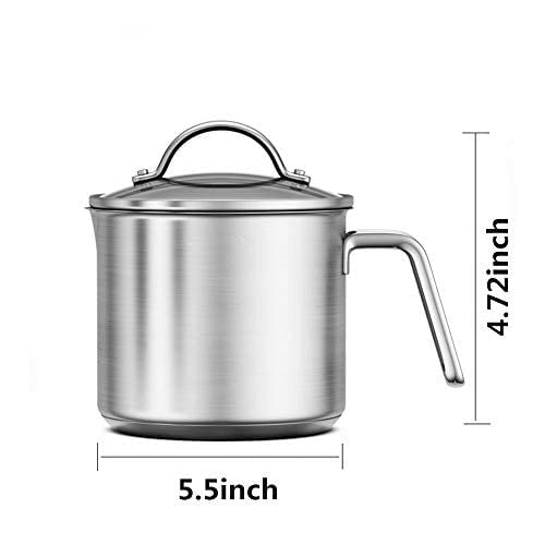 DCIGNA 1.5 Quart Stainless Steel Saucepan With Pour Spout, Saucepan With Lid, Mini Milk Pan With Spout - Perfect For Boiling Milk, Sauce, Gravies, Pasta, Noodles - Image 2