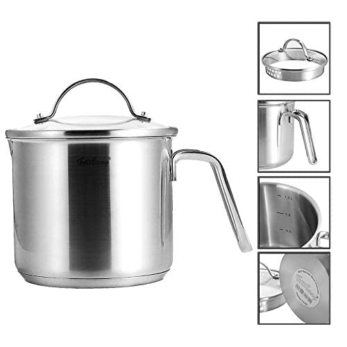 DCIGNA 1.5 Quart Stainless Steel Saucepan With Pour Spout, Saucepan With Lid, Mini Milk Pan With Spout - Perfect For Boiling Milk, Sauce, Gravies, Pasta, Noodles - Image 3