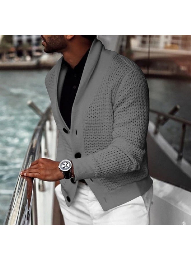 NIBEMINENT Men Single Breasted Autumn Knitted Sweaters Lantern Sleeve Winter Warm Clothes  Hollow Out Mens Sweater Cardigans - Image 1