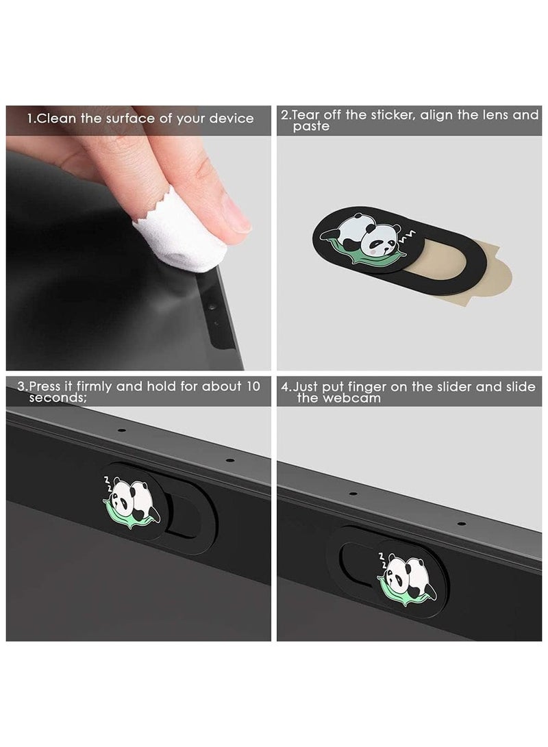 3Pcs Webcam Cover Slide Ultra Thin,Cute Panda Web Camera Cover fits Laptop,Tablet,Computer, Smartphone, Protect Your Privacy and Security - Image 2
