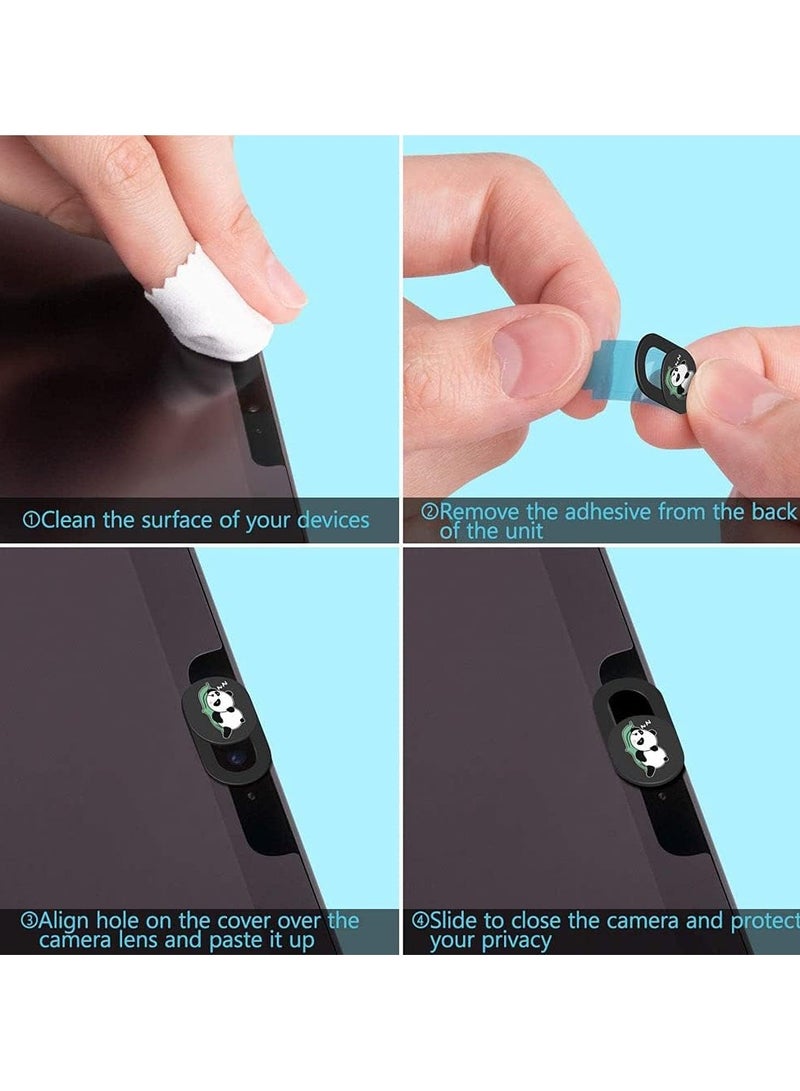 3Pcs Webcam Cover Slide Ultra Thin,Cute Panda Web Camera Cover fits Laptop,Tablet,Computer, Smartphone, Protect Your Privacy and Security - Image 4