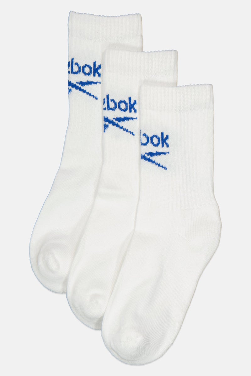 Reebok Men 3 Pairs Brand Logo Crew Socks, White - Image 1