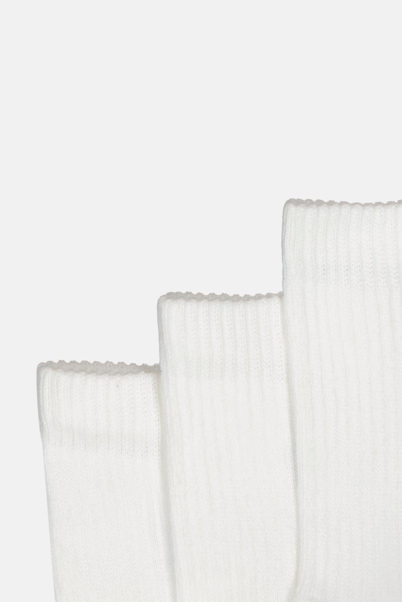 Reebok Men 3 Pairs Brand Logo Crew Socks, White - Image 2