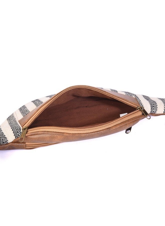 K London حقيبة خصر متعددة الألوان من كانفاس ك لندن أنيقة|حقيبة فاني|حزام نقود|حقيبة سفر جانبية أنيقة لحامل جواز السفر مع حزام قابل للتعديل(11704_CRM_Stripes) - Image 4