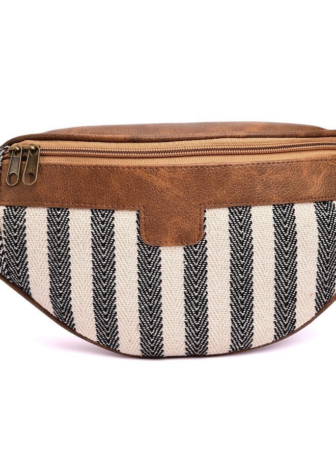 K London حقيبة خصر متعددة الألوان من كانفاس ك لندن أنيقة|حقيبة فاني|حزام نقود|حقيبة سفر جانبية أنيقة لحامل جواز السفر مع حزام قابل للتعديل(11704_CRM_Stripes) - Image 3