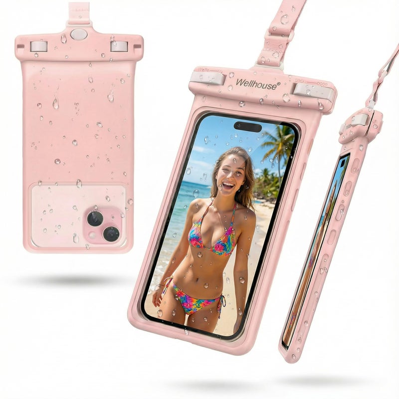 wellhouse 3D Waterproof Phone Pouch with Lanyard,Premium TPU100FT Deep Waterproof Phone Case for iPhone 17 16 15 14 13 12 Pro Max XS Samsung,Snorkeling, Surfing, Kayaking,Skiing,Hot Springs - Image 1