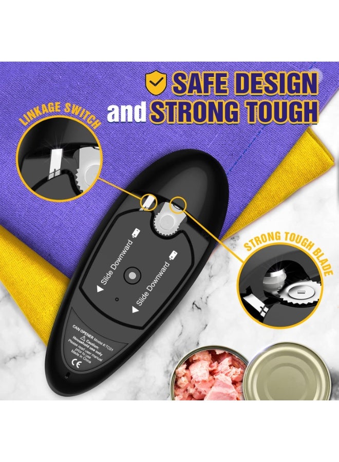 فتاحة علب كهربائية تعمل بلمسة واحدة بحافة سلسة وتلقائية وبدون استخدام اليدين؛ فتاحة علب آمنة للطعام للمطاعم؛ فتاحة علب تعمل بالبطارية لمرضى التهاب المفاصل وكبار السن والطهاة وربات البيوت. - Image 4