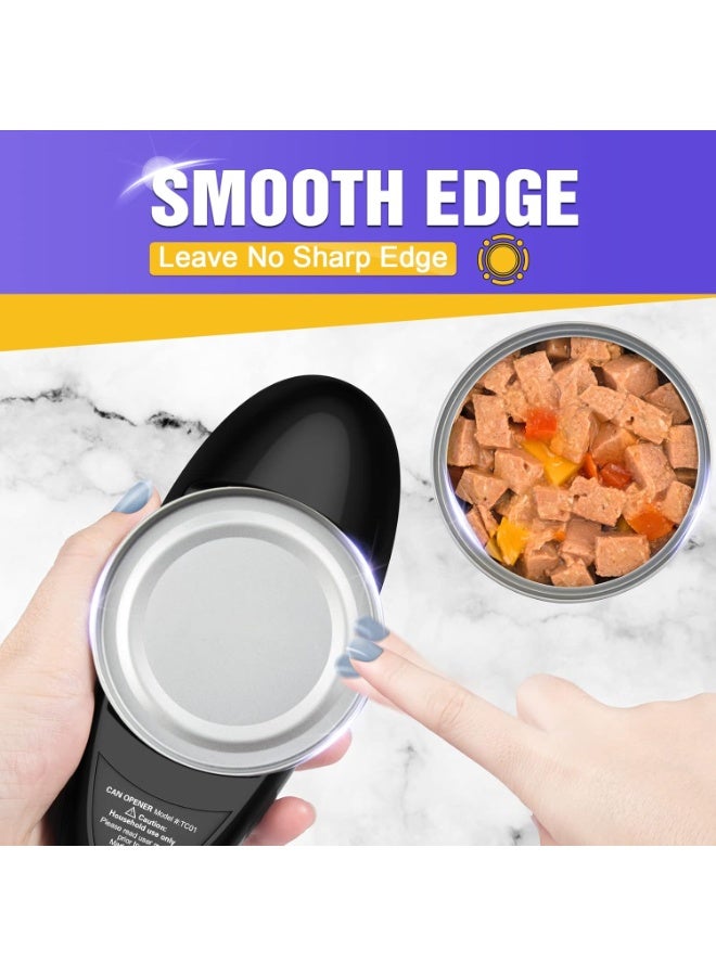 فتاحة علب كهربائية تعمل بلمسة واحدة بحافة سلسة وتلقائية وبدون استخدام اليدين؛ فتاحة علب آمنة للطعام للمطاعم؛ فتاحة علب تعمل بالبطارية لمرضى التهاب المفاصل وكبار السن والطهاة وربات البيوت. - Image 3