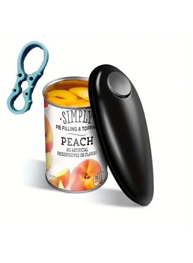 فتاحة علب كهربائية تعمل بلمسة واحدة بحافة سلسة وتلقائية وبدون استخدام اليدين؛ فتاحة علب آمنة للطعام للمطاعم؛ فتاحة علب تعمل بالبطارية لمرضى التهاب المفاصل وكبار السن والطهاة وربات البيوت. - Image 1