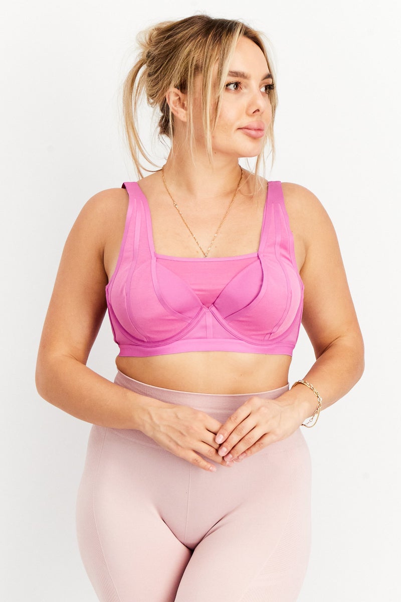 Adidas Women Sportswear Fit Brand Logo Sports Bra, Pink - Image 1