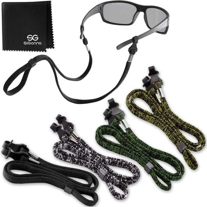 SIGONNA Eye Glasses String Holder Strap - Eyeglass Straps Cords for Men Women - Eyeglass Holders Around Neck - Sunglasses String Chain Lanyard Retainer - 4 Pcs Green Yellow - Image 1