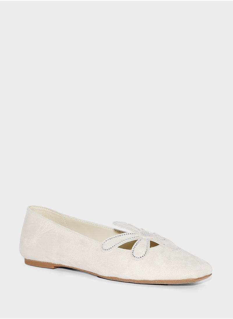 Katy Perry - Close Toe Flower Detail Flat Ballerinas - Image 1