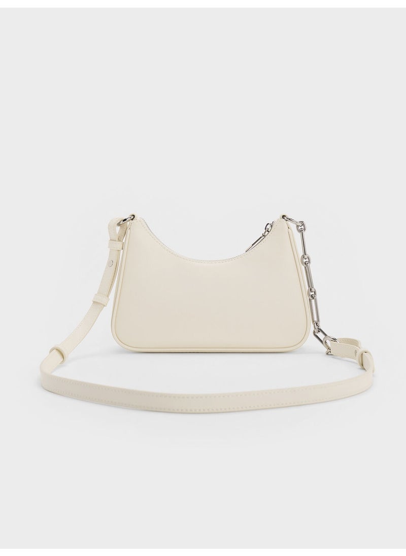 Charles & Keith CHARLES & KEITH Lane Chain-Link Shoulder Bag & Crossbody Bag for Women - Cream  - Image 5