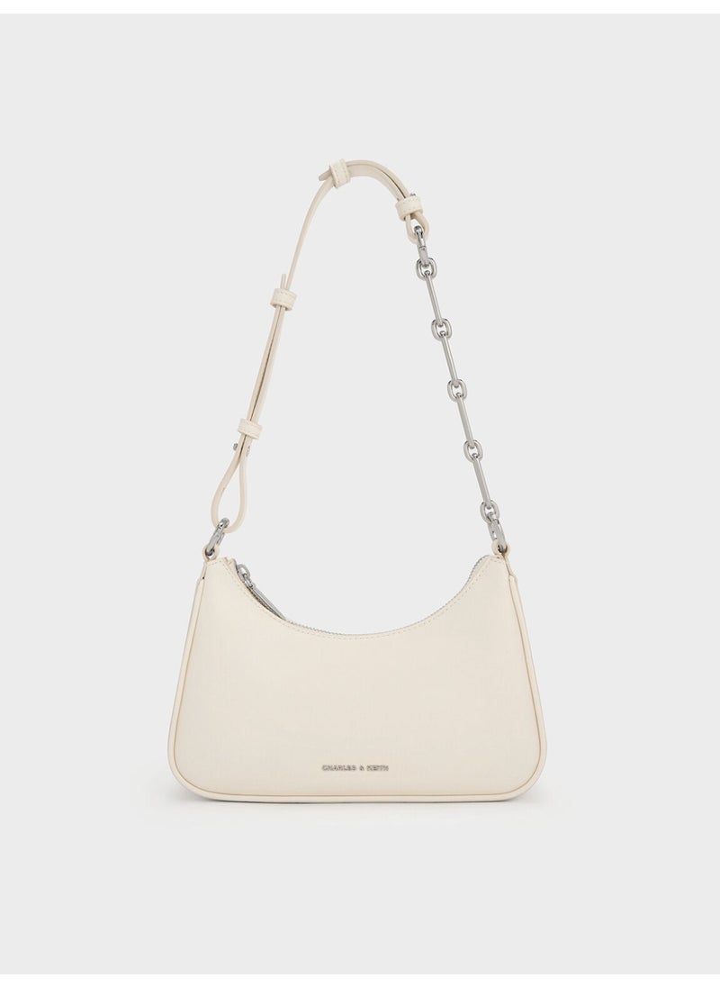 Charles & Keith CHARLES & KEITH Lane Chain-Link Shoulder Bag & Crossbody Bag for Women - Cream  - Image 1