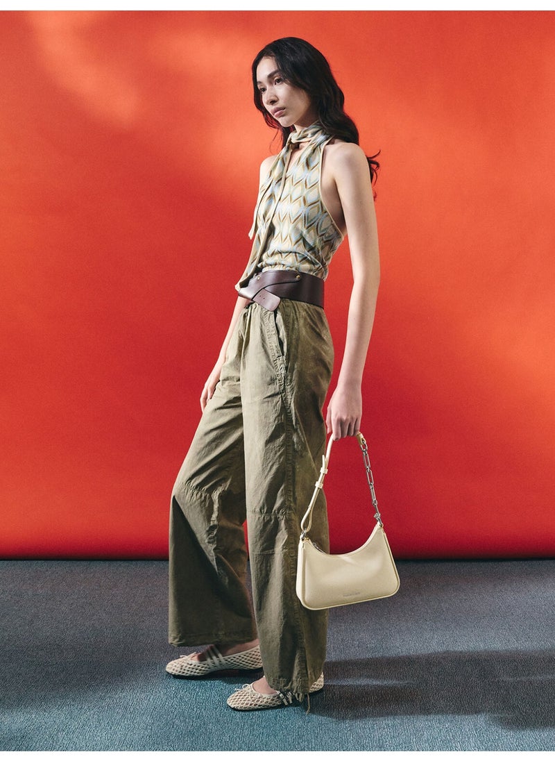 Charles & Keith CHARLES & KEITH Lane Chain-Link Shoulder Bag & Crossbody Bag for Women - Cream  - Image 4