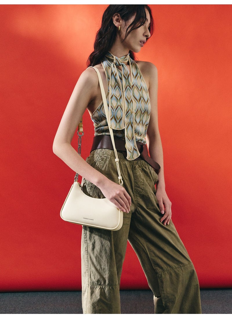 Charles & Keith CHARLES & KEITH Lane Chain-Link Shoulder Bag & Crossbody Bag for Women - Cream  - Image 2