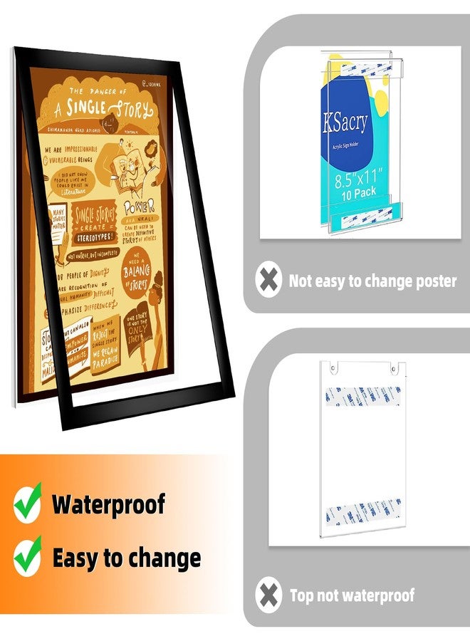 PUJIANG 3Pack Acrylic Sign Holder 8.5x11 Wall Mount,Clear Wall Sign Holder with Tape,Horizontal & Vertical Display,Plastic Sign Holder for Wall Door Glass Window Fridge-No Drilling - Image 4