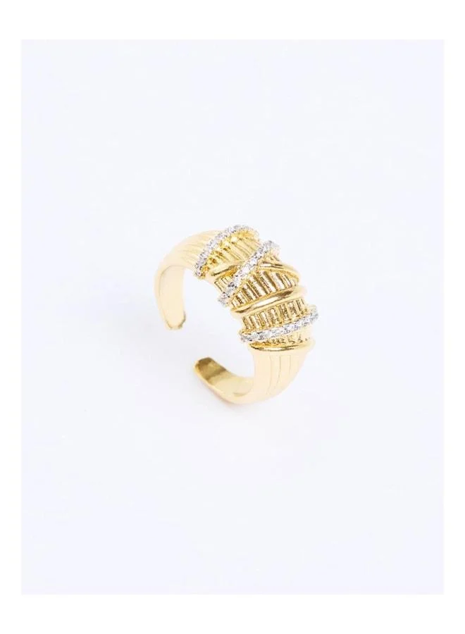 Jimmy Key Gold-colored stone spiral ring.