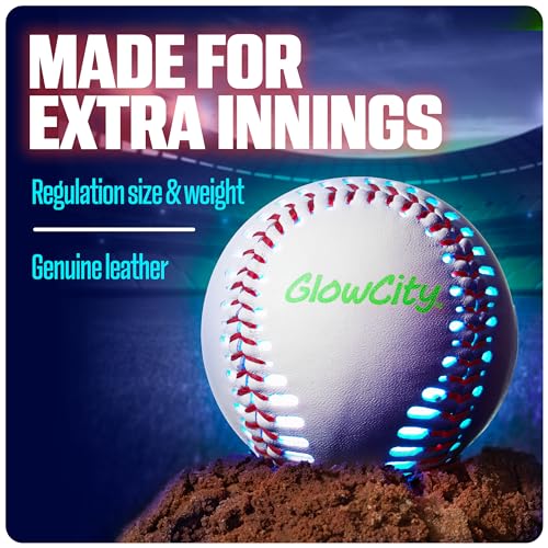 GlowCity Premium Leather LED Rechargeable Light-Up Baseball - Illuminate The Game - Nighttime Fun and Play - Sports Stuff & Gadgets for Kids Age 8 Years Old and Up - Catch Only - Image 4